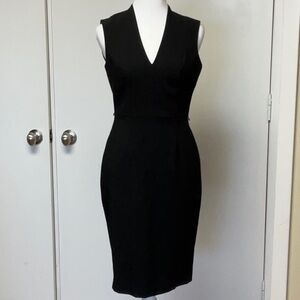 White House Black Market Deep V Black Dress